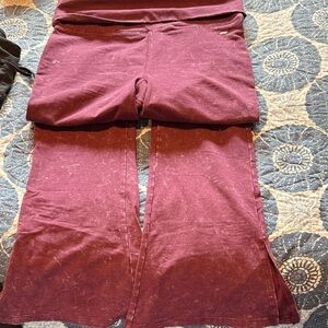 PINK Victoria's Secret Maroon Flare Leggings